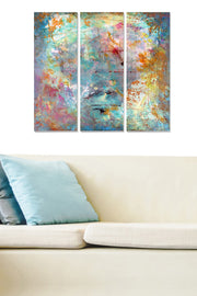 Tríptico Decorativo em MDF Multicolor — 70x50 cm (3x20x50 cm), Espessura 3 mm