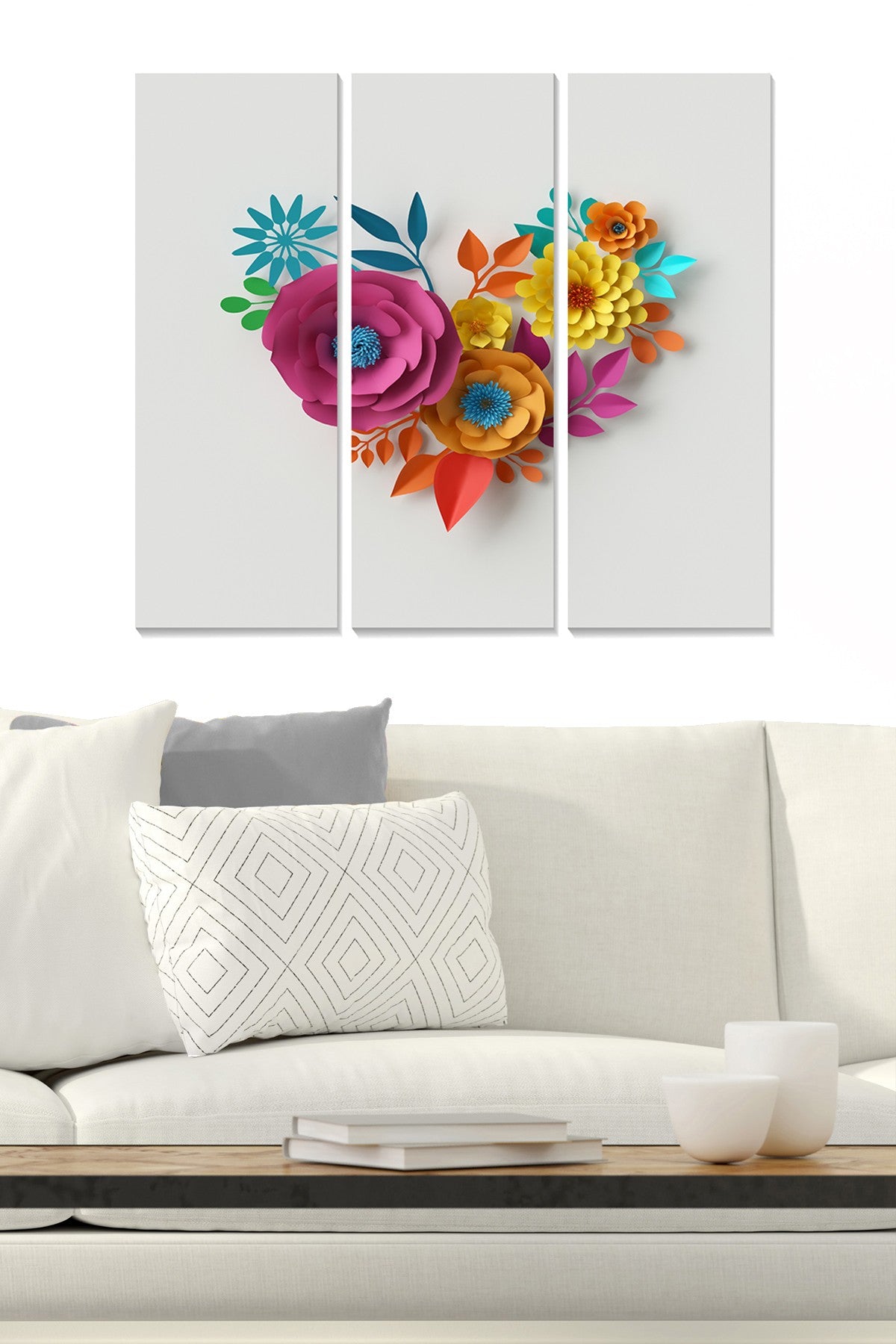 Quadro Decorativo em MDF Multicolor – Conjunto de 3 Peças (20x50 cm cada, total 70x50 cm, espessura 3 mm)