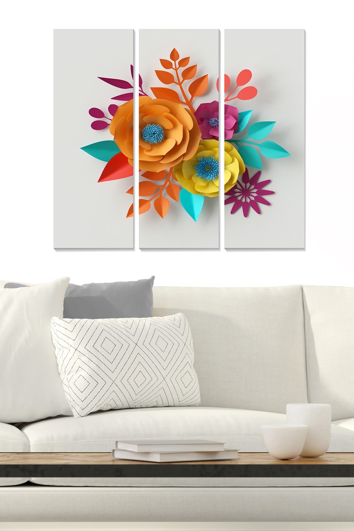 Tríptico Decorativo em MDF Multicolor – 70x50 cm (3x20x50), 3 mm