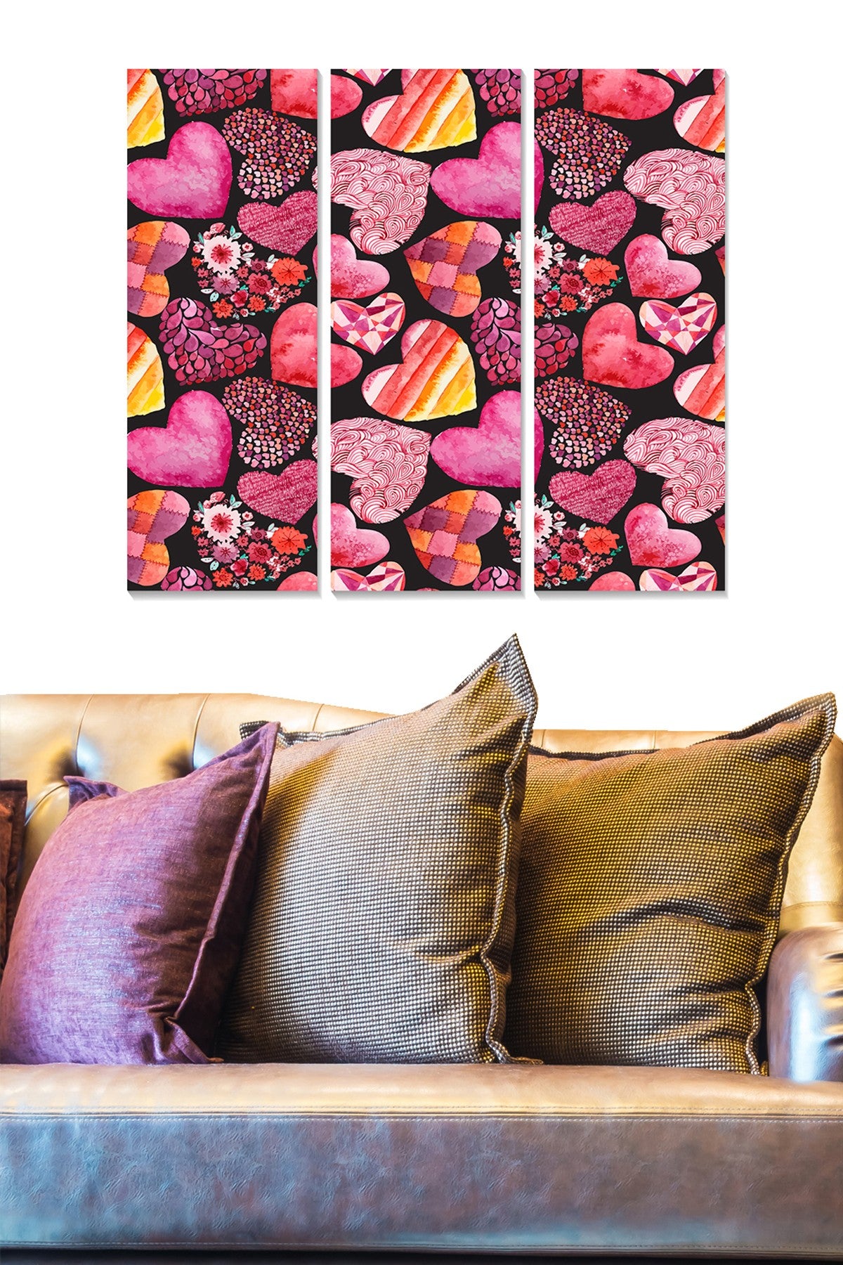 Pintura Decorativa em MDF Multicolor – Conjunto de 3 Peças (20x50 cm cada), Total 70x50 cm, Espessura 3 mm