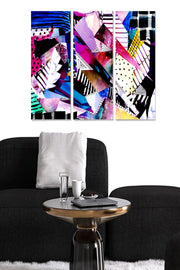 Tríptico Decorativo em MDF Multicolor – 3 Peças (20x50 cm cada), Total 70x50 cm, Espessura 3 mm