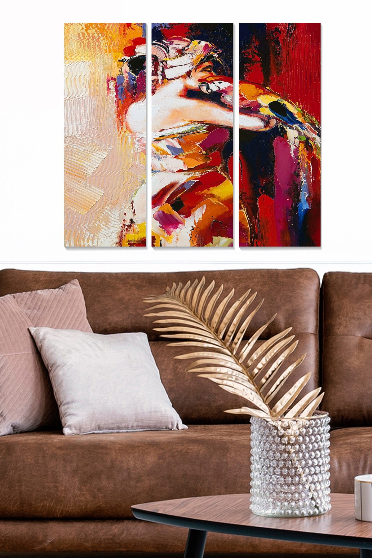 Quadro Decorativo em MDF Multicolorido — Conjunto de 3 Peças (20x50 cm cada), Tamanho Total 70x50 cm