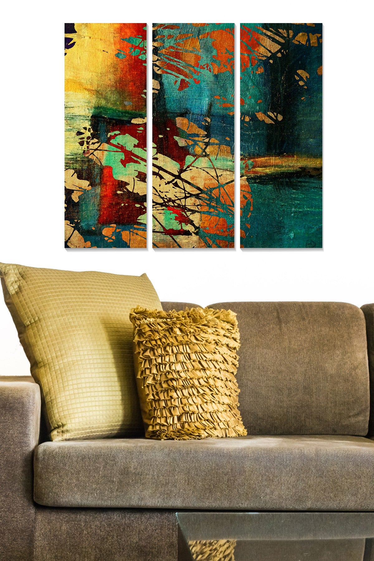 Quadro Decorativo em MDF Multicolorido – Conjunto de 3 Peças (3 mm), 20x50 cm cada, Total 70x50 cm