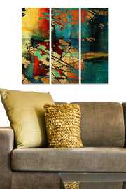 Quadro Decorativo em MDF Multicolorido – Conjunto de 3 Peças (3 mm), 20x50 cm cada, Total 70x50 cm