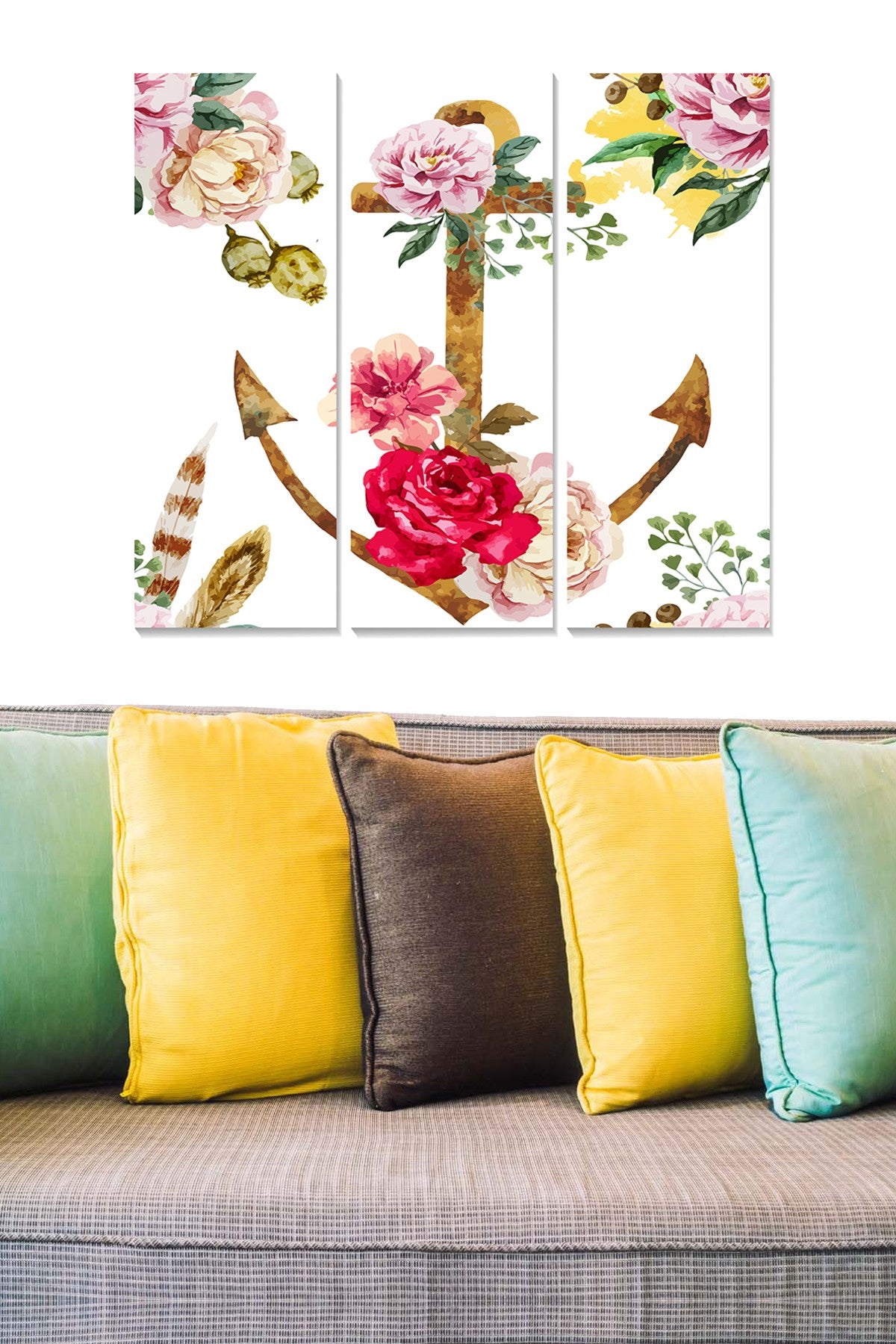 Quadro Decorativo em MDF Multicolor – Conjunto de 3 Peças (3 mm) 20 x 50 cm cada | Tamanho Total 70 x 50 cm – MDF6689188