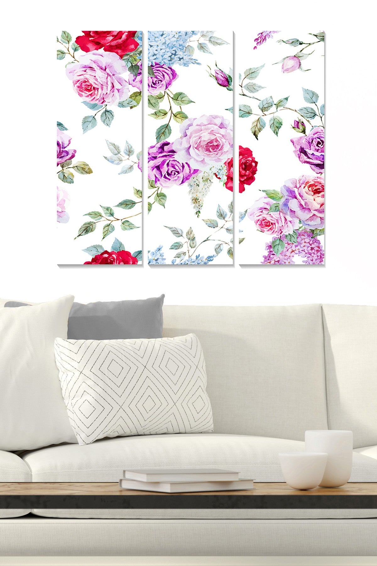 Quadro Decorativo em MDF Multicolor – Conjunto de 3 Peças, 20x50 cm (cada), Total 70x50 cm, Espessura 3 mm