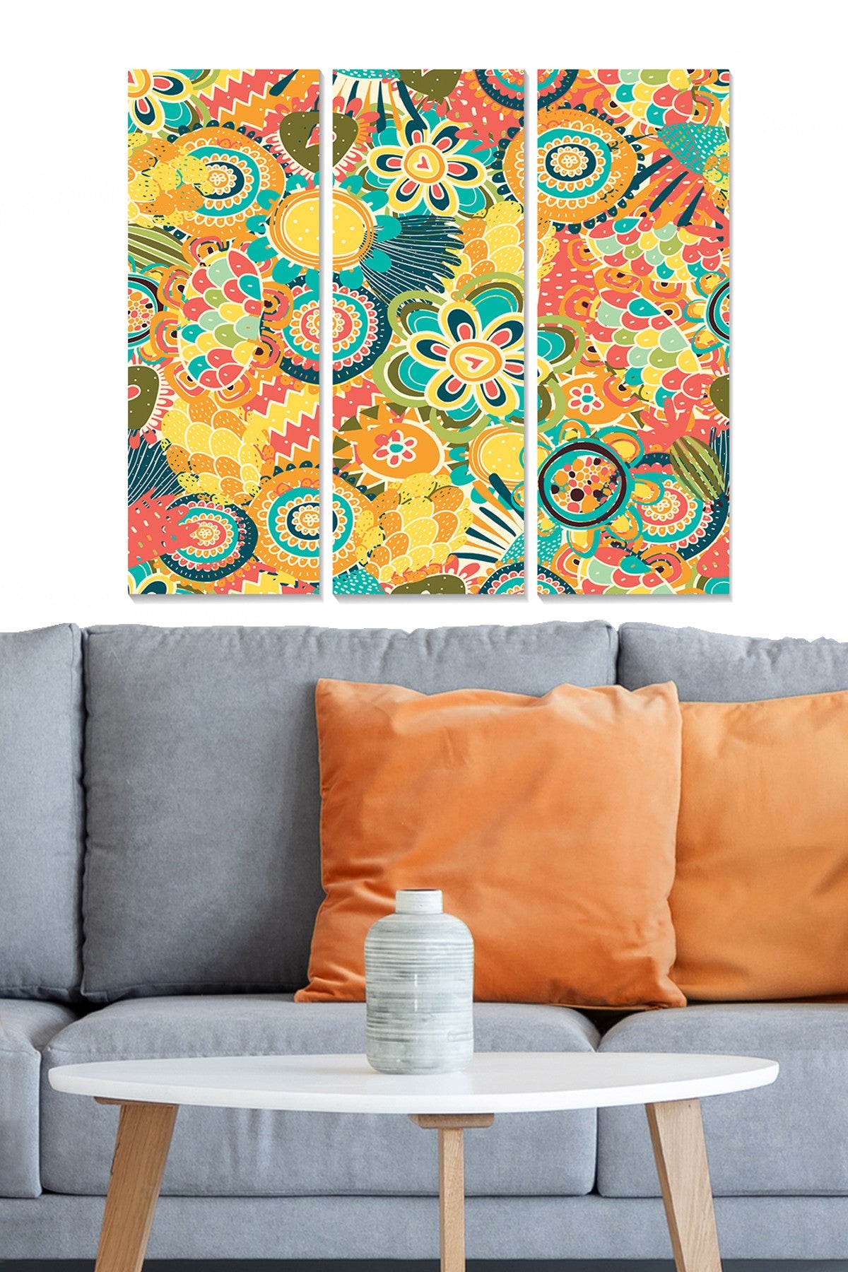 Quadro Decorativo em MDF Multicolor (Conjunto de 3 Peças) – 70 x 50 cm, Espessura 3 mm