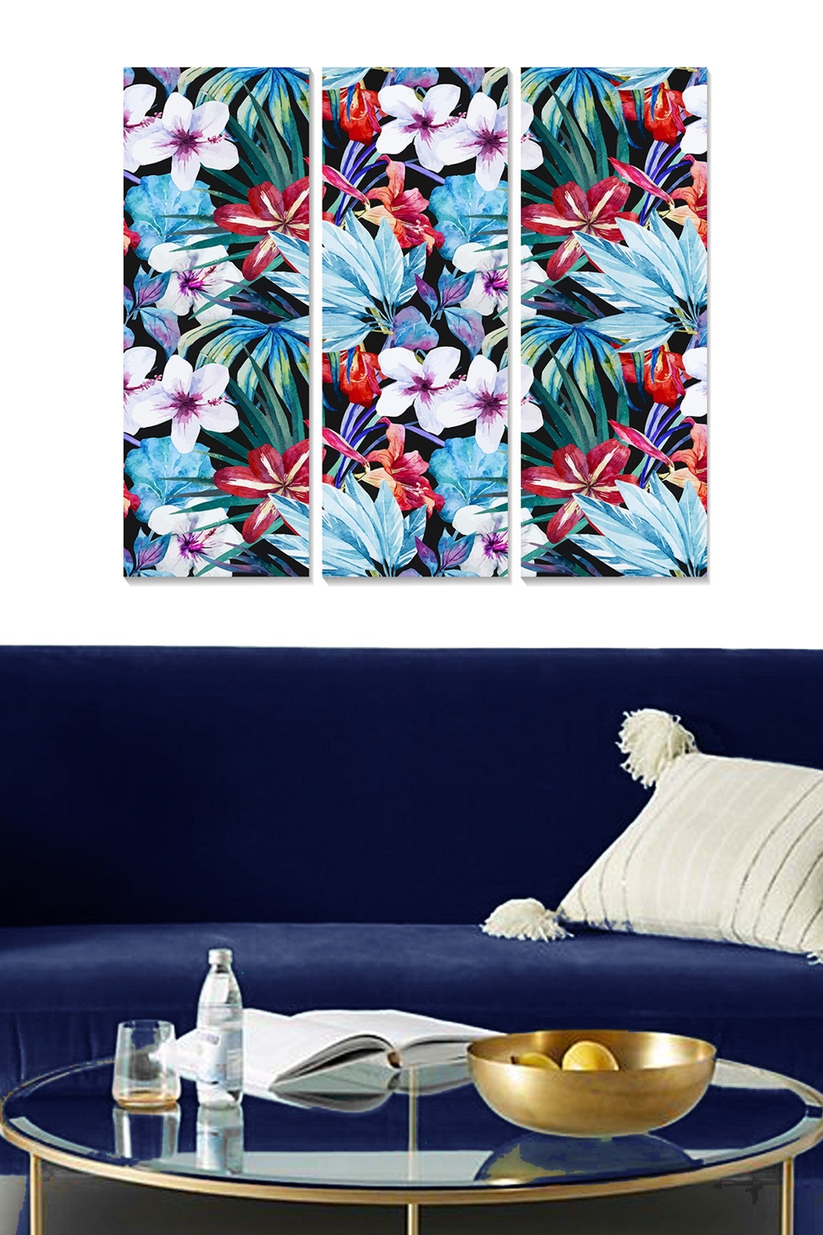 Quadro Decorativo em MDF Multicolor (Conjunto de 3) – 20x50 cm cada, total 70x50 cm, MDF 3 mm