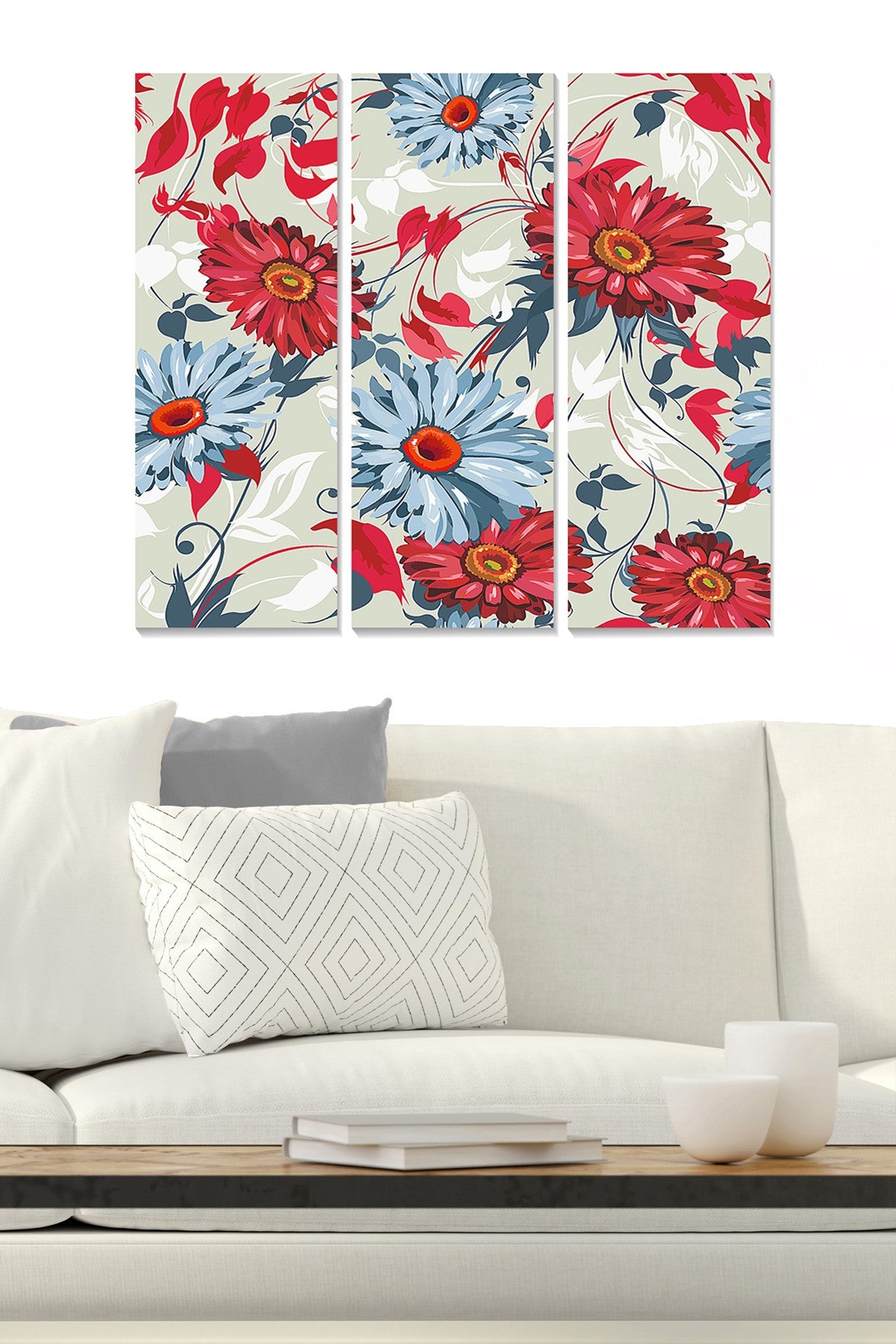 Conjunto de Quadros Decorativos em MDF (3 Peças) Multicolor – 70x50 cm (Total), Espessura 3 mm