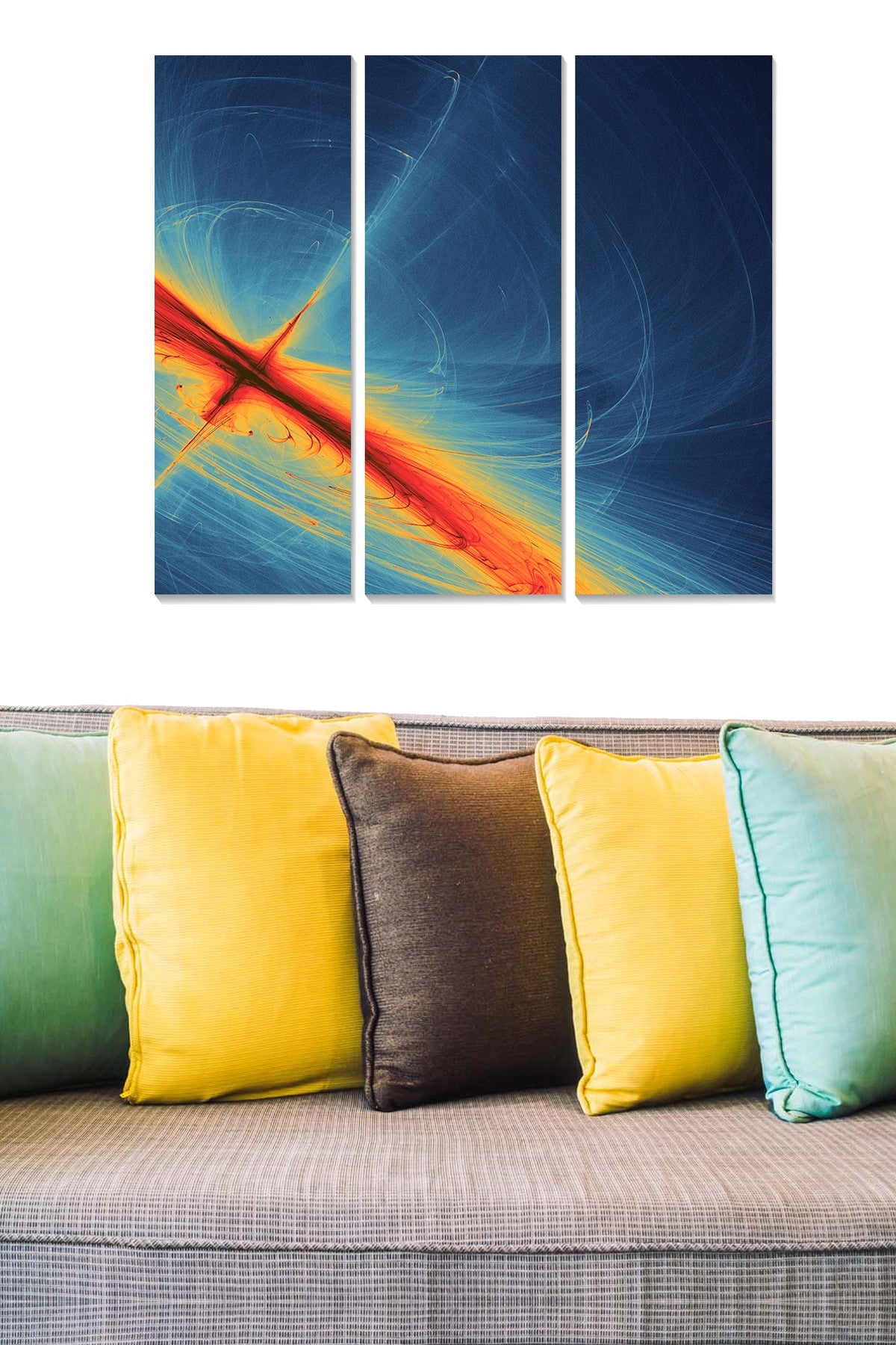 Quadro Decorativo em MDF Multicolor – Conjunto de 3 Peças (20 x 50 cm cada, Total 70 x 50 cm, Espessura 3 mm) | MDF718590