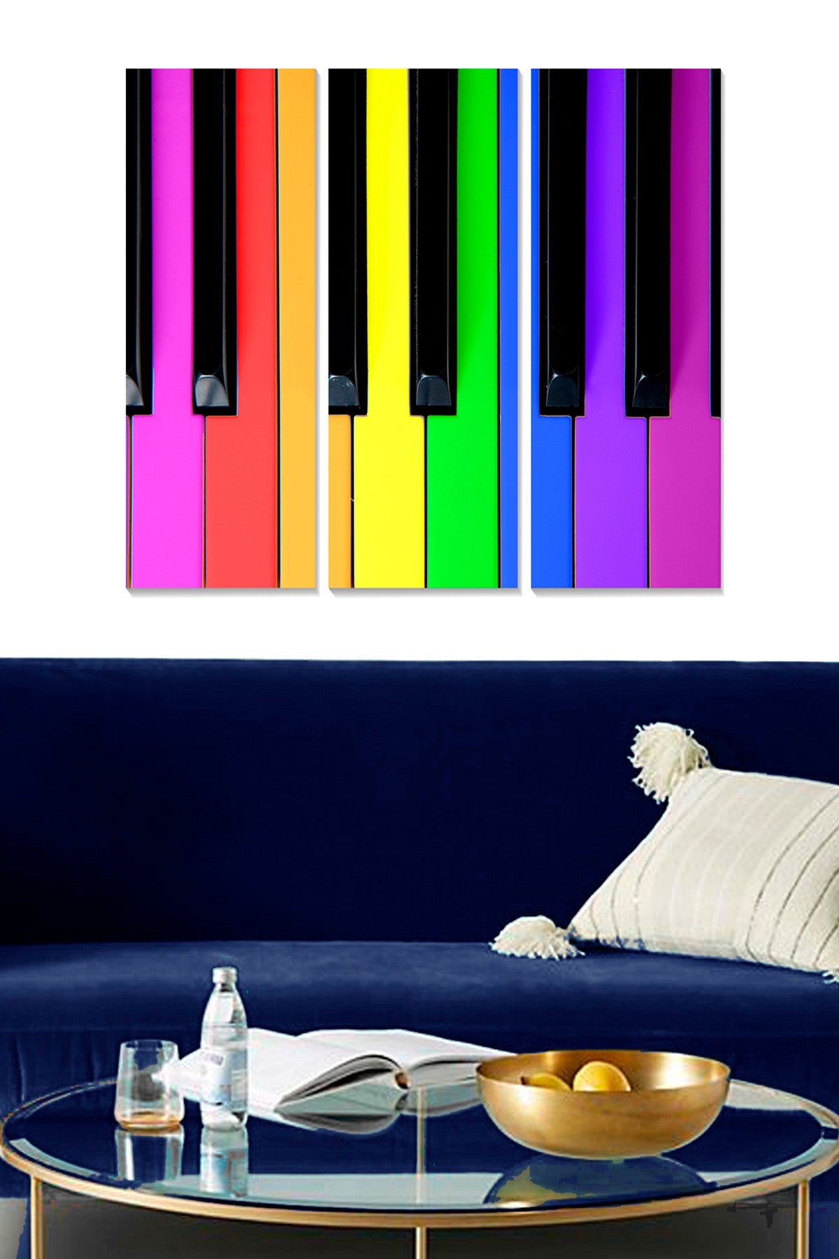 Quadro Decorativo em MDF 100% (3 Peças) Multicolorido – 20x50 cm cada, Total 70x50 cm – MDF7353716