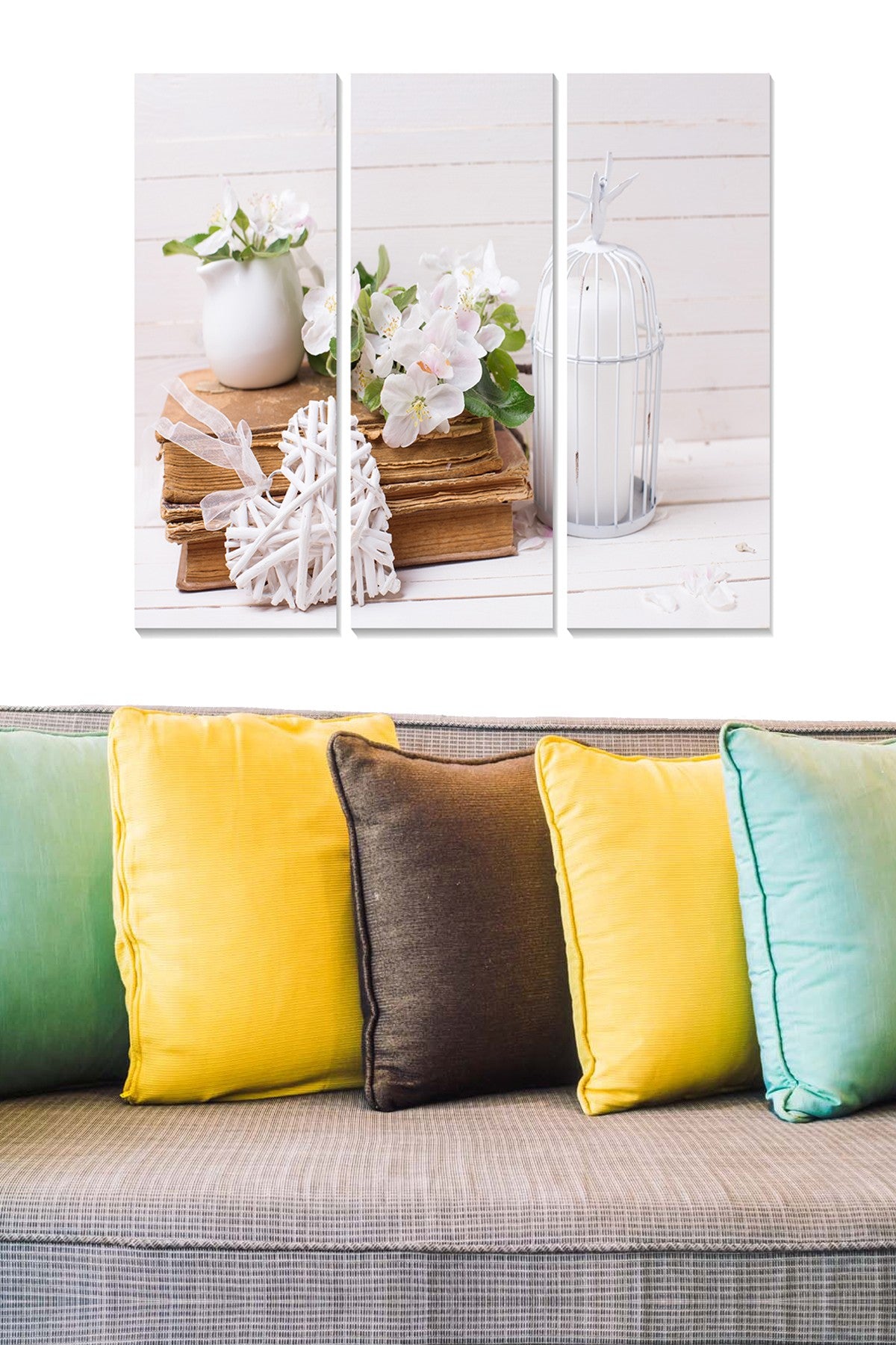 Quadro Decorativo em MDF Multicolor – Conjunto de 3 Peças (20x50 cm cada, 70x50 cm total, 3 mm)