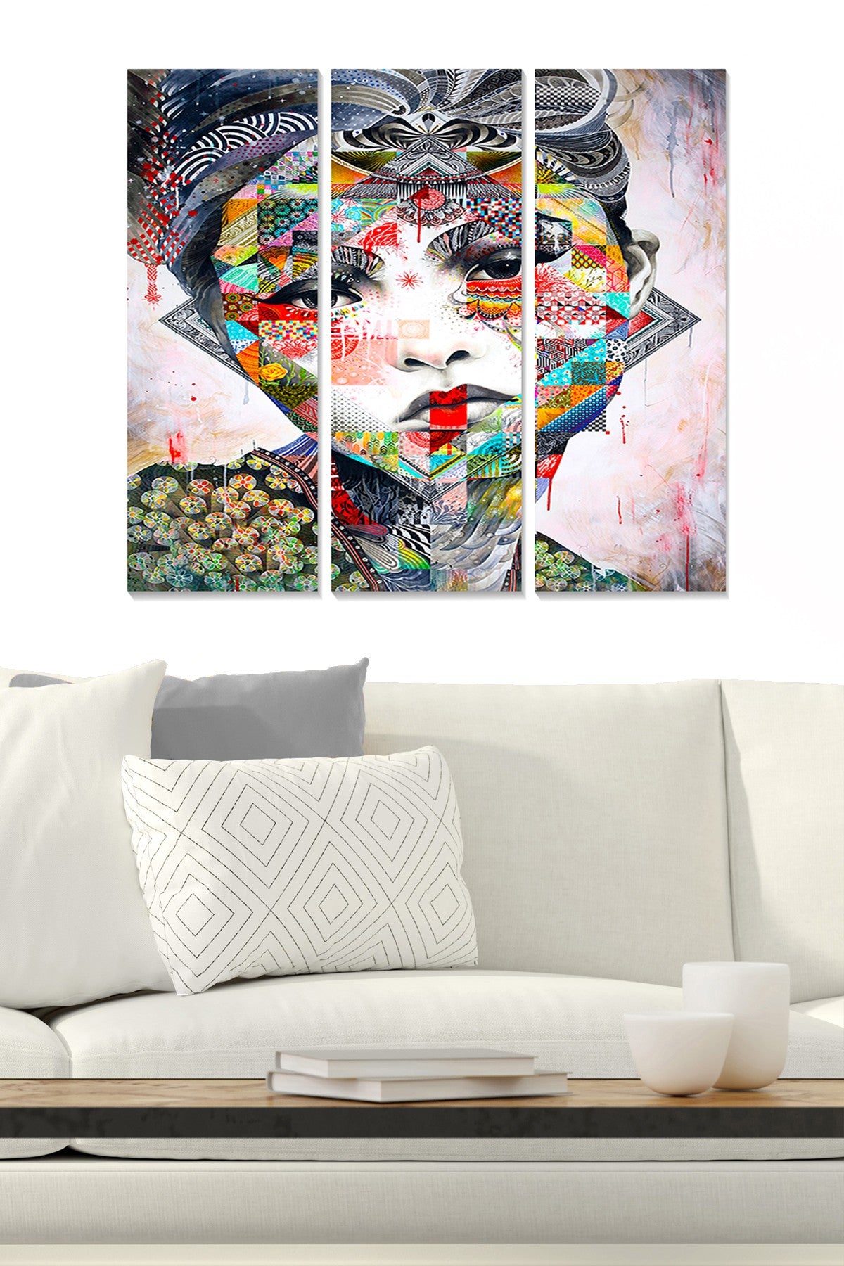 Quadro Decorativo em MDF Multicolor (3 Peças) – Total 70x50 cm, Espessura 3 mm