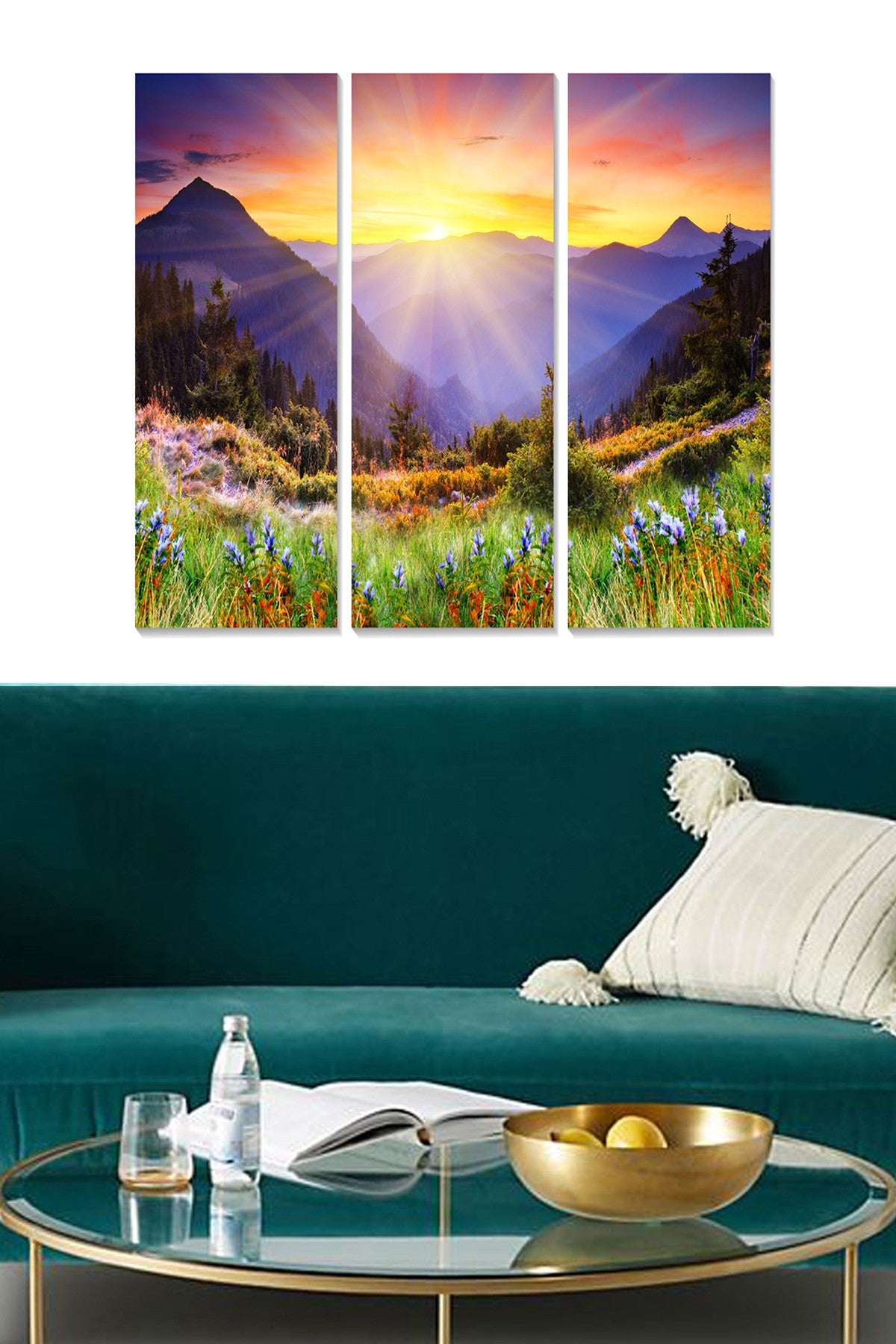 Tríptico Decorativo em MDF, Multicolor, 70x50 cm (3x20x50 cm), Espessura 3 mm