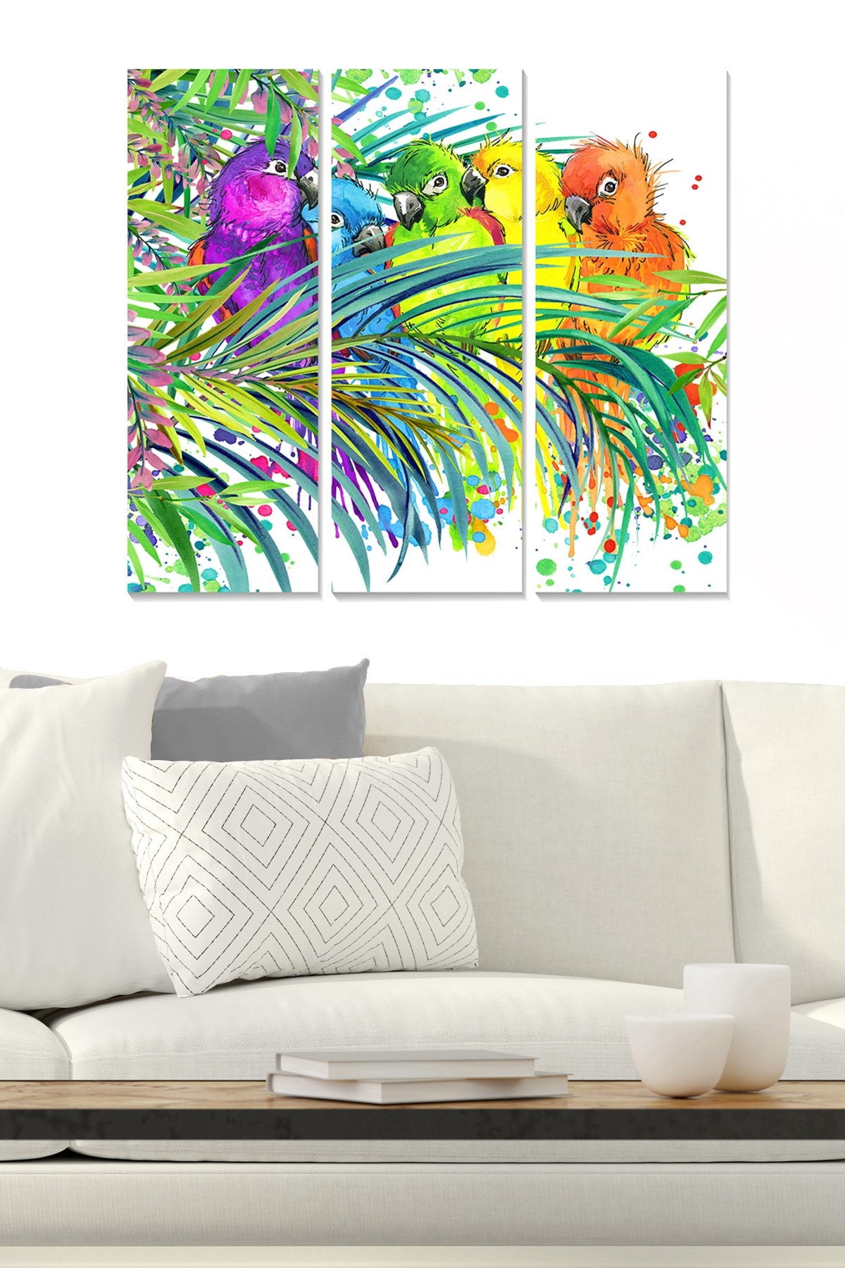 Quadro Decorativo MDF Multicolor – Conjunto de 3 Peças (20x50 cm cada, total 70x50 cm, 3 mm)