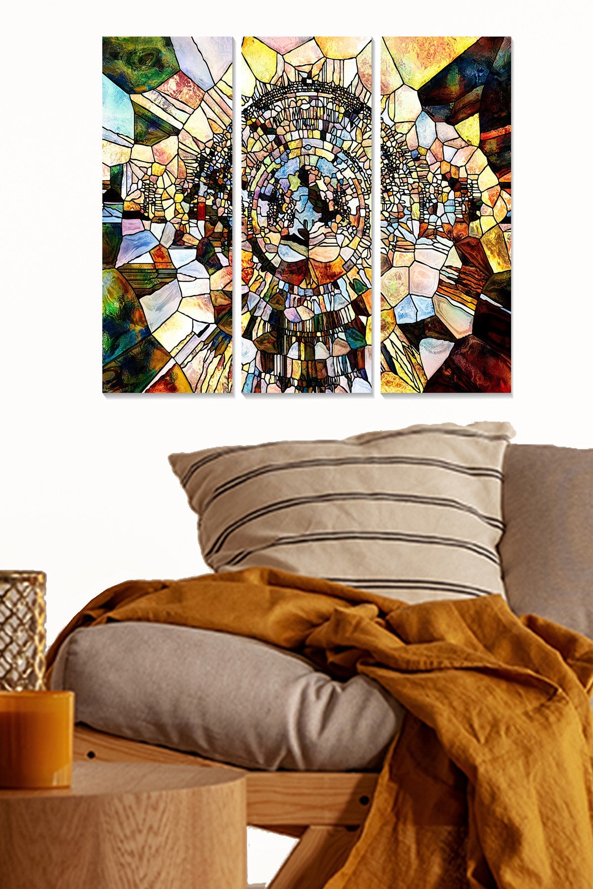 Quadro Decorativo em MDF Multicolor (Conjunto de 3 Peças) — 20 x 50 cm cada, Total 70 x 50 cm, Espessura 3 mm