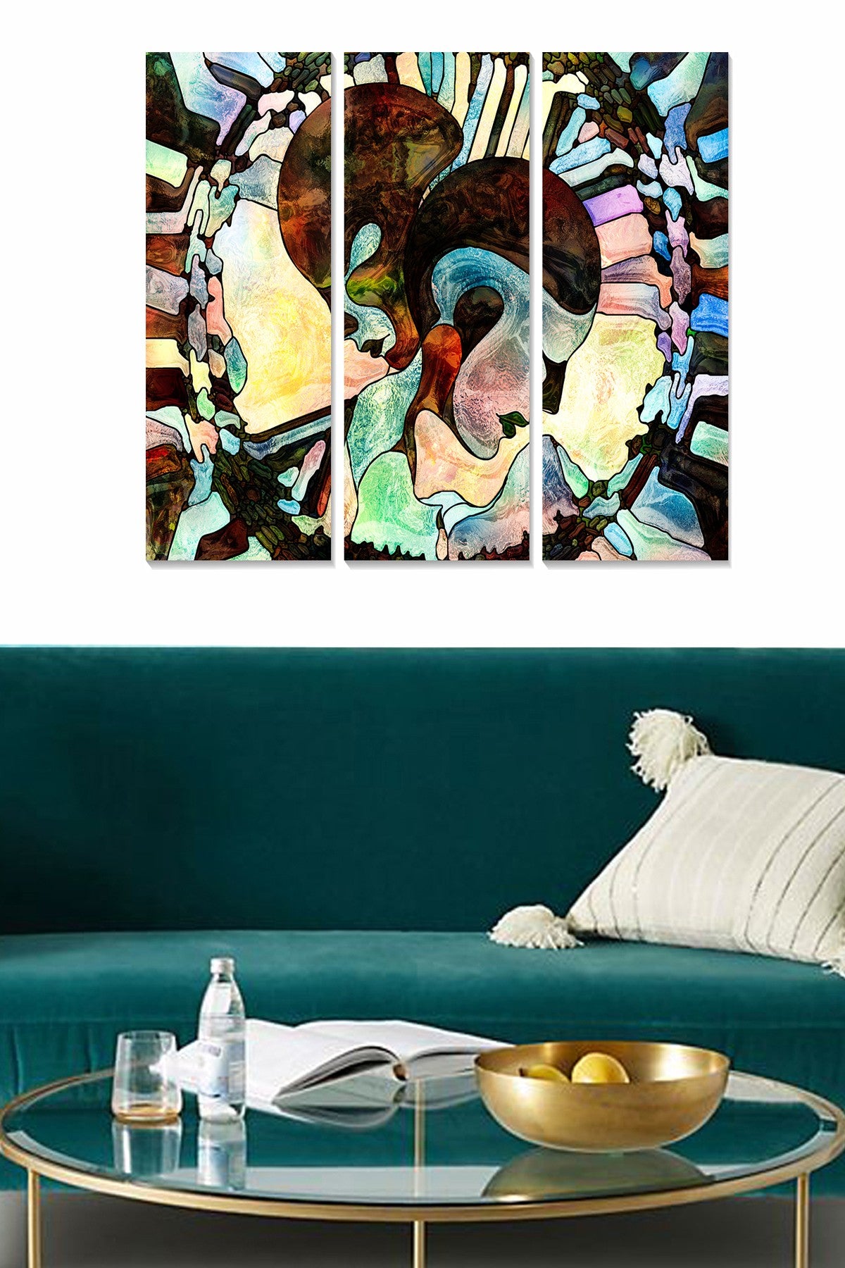 Conjunto de Quadros Decorativos em MDF – Multicolor (3 Peças, 20x50 cm cada, Total 70x50 cm, Espessura 3 mm)