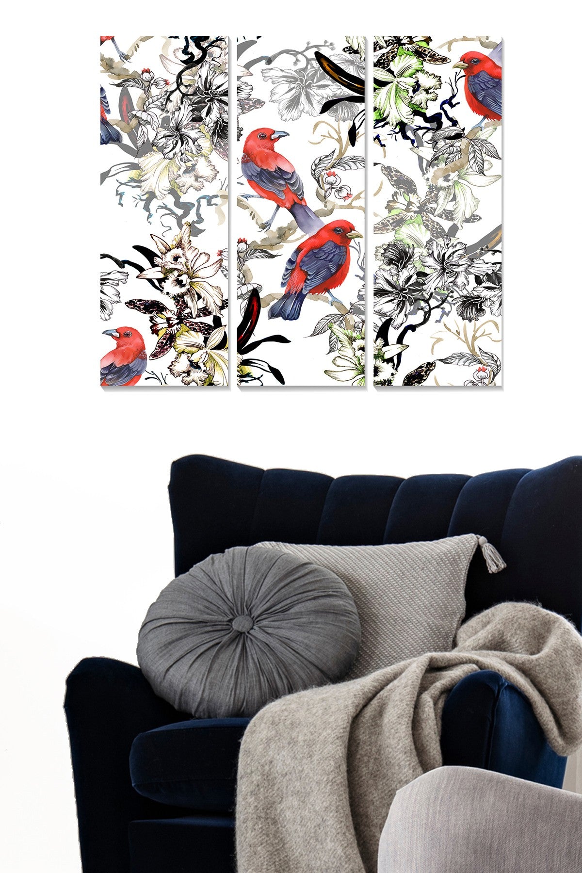 Quadro Decorativo em MDF Multicolor – Conjunto de 3 Peças (20x50 cm cada, total 70x50 cm, espessura 3 mm)