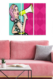 Quadro Decorativo em MDF Multicolor (Conjunto de 3) – 20x50 cm cada, Tamanho Total 70x50 cm