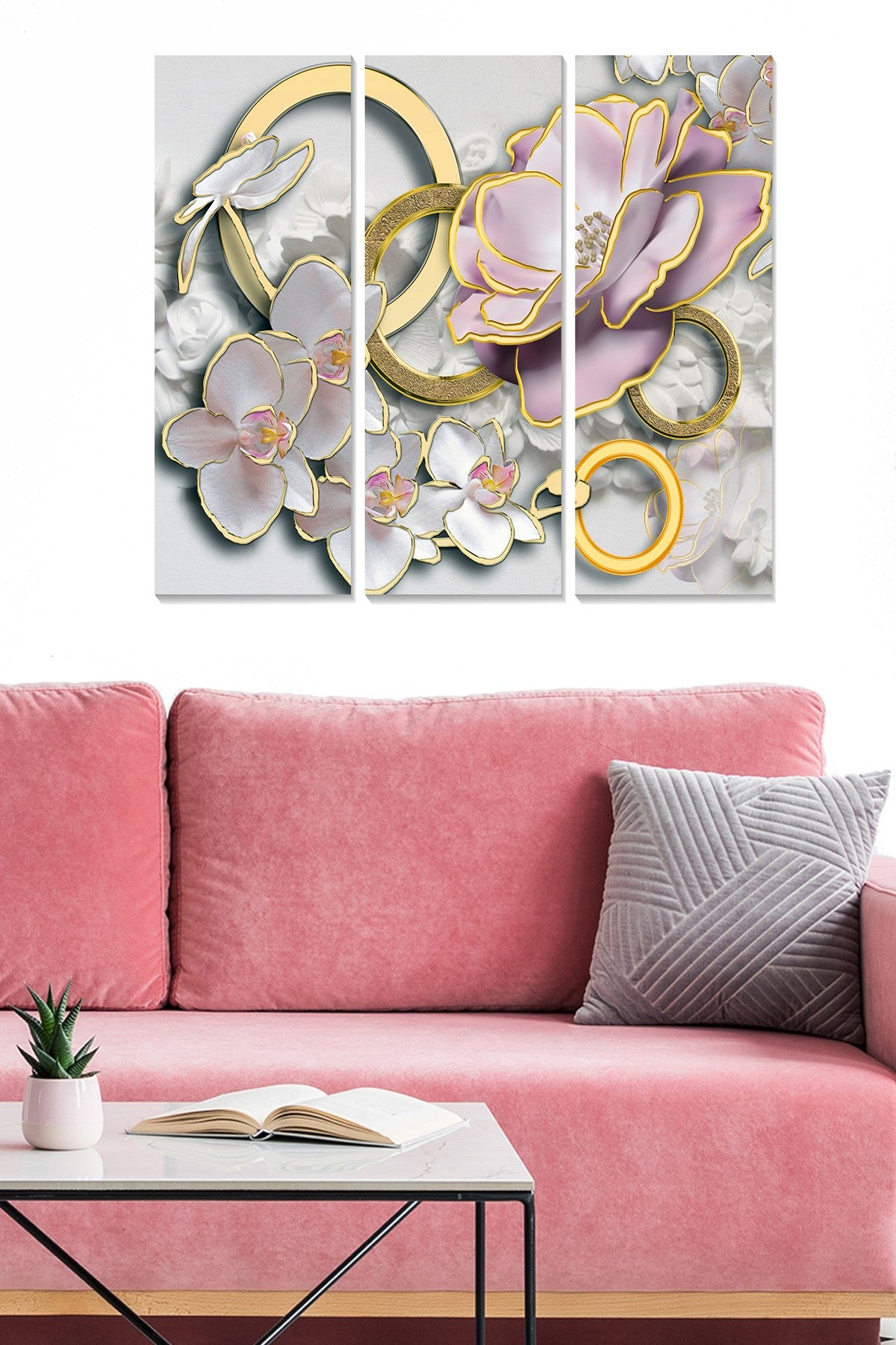 Quadro Decorativo em MDF Multicolor (Conjunto 3 Peças) – 20x50 cm cada, 70x50 cm total, 3 mm