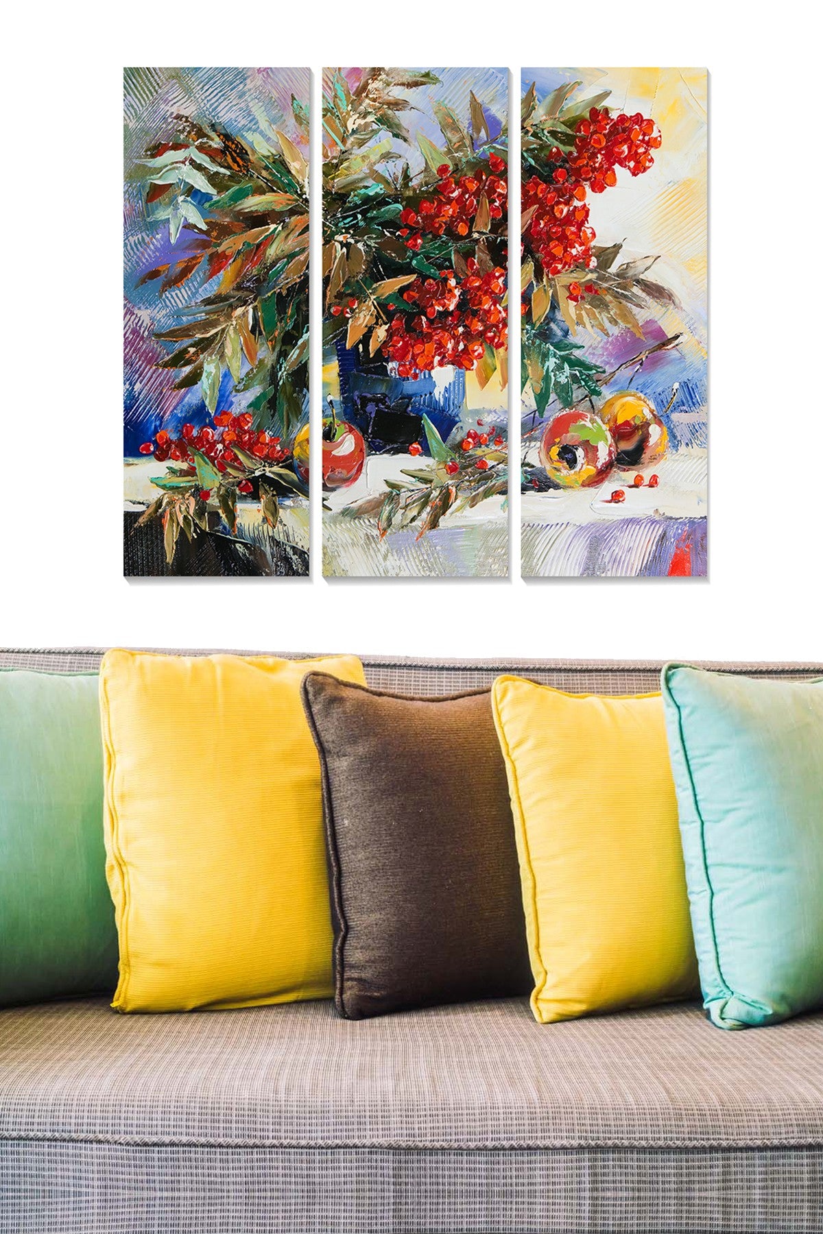Quadro Decorativo em MDF Multicolorido — Conjunto de 3 Peças 20x50 cm (cada), Total 70x50 cm