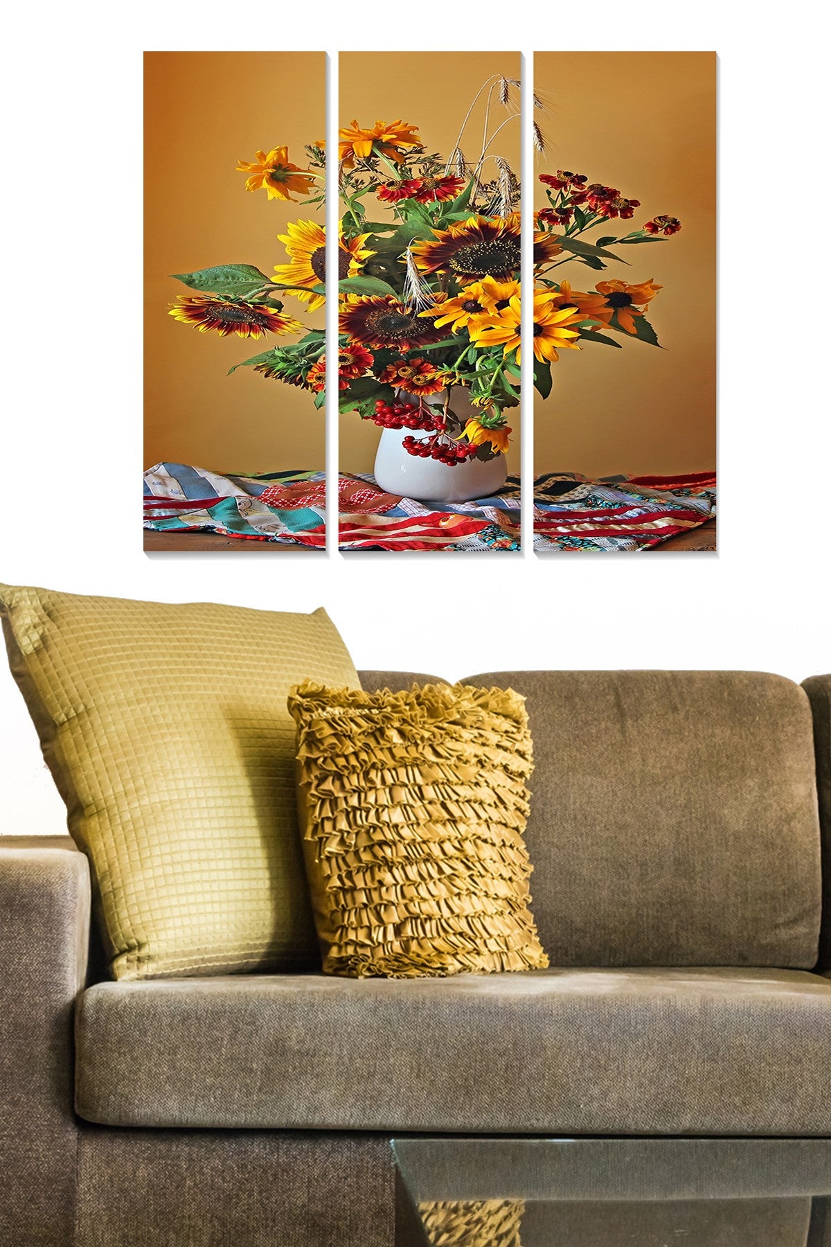 Tríptico Decorativo em MDF Multicolor — 3 Peças (20 x 50 cm cada), Total 70 x 50 cm, Espessura 3 mm