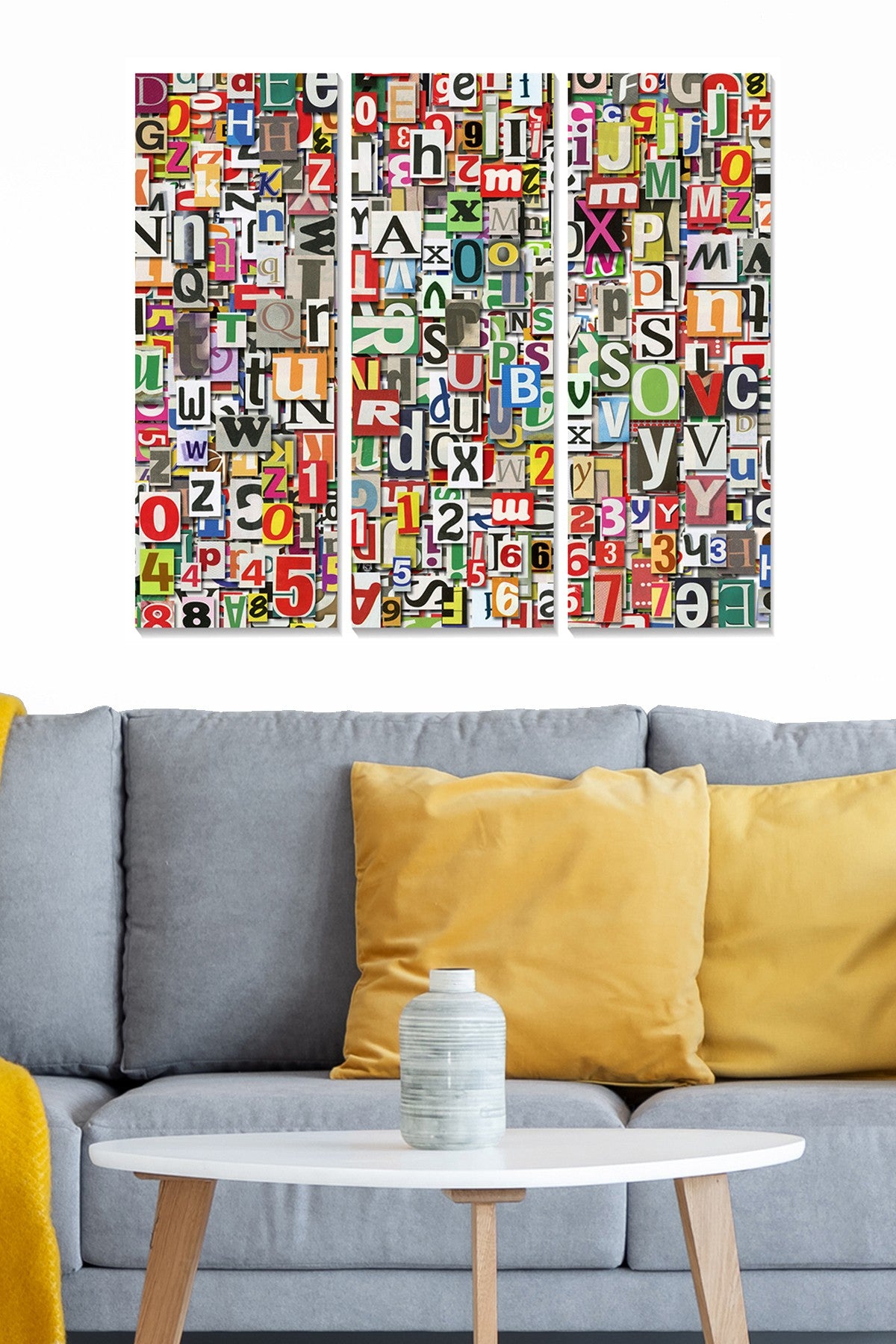 Quadro Decorativo em MDF Multicolor – Conjunto de 3 Peças, 20x50 cm cada (70x50 cm total), espessura 3 mm