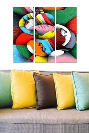 Quadro Decorativo em MDF Multicolor (3 Peças) – 70x50 cm total, 20x50 cm cada