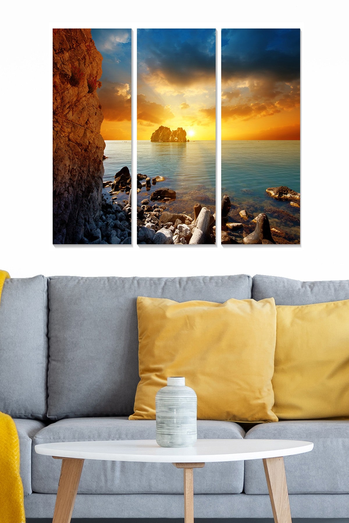 Quadro Decorativo em MDF Multicolor (3 Peças) – 20 x 50 cm cada, 70 x 50 cm total, 3 mm