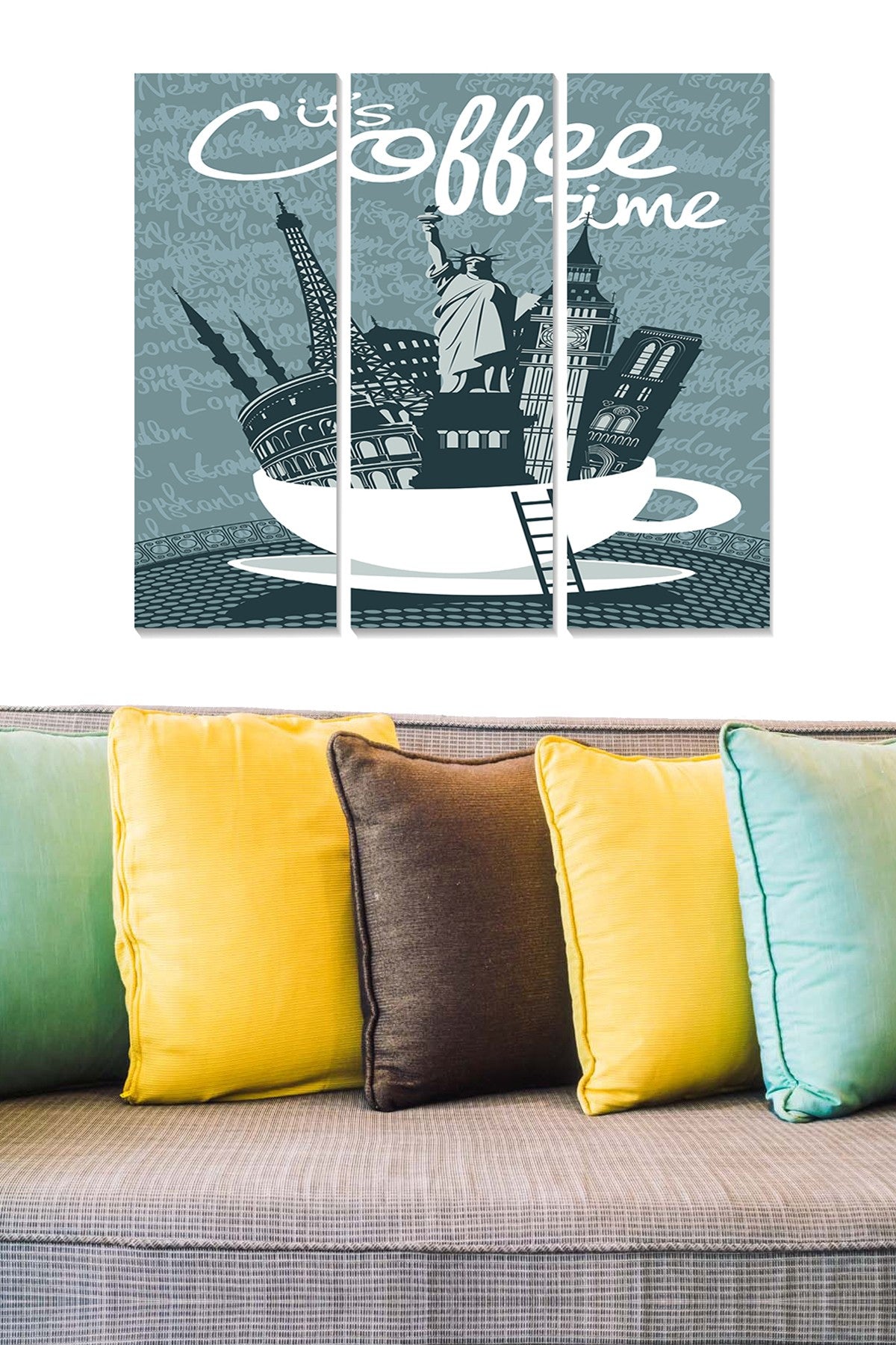 Quadro Decorativo em MDF (Conjunto de 3) Multicolor — 70x50 cm (3x20x50 cm), Esp. 3 mm