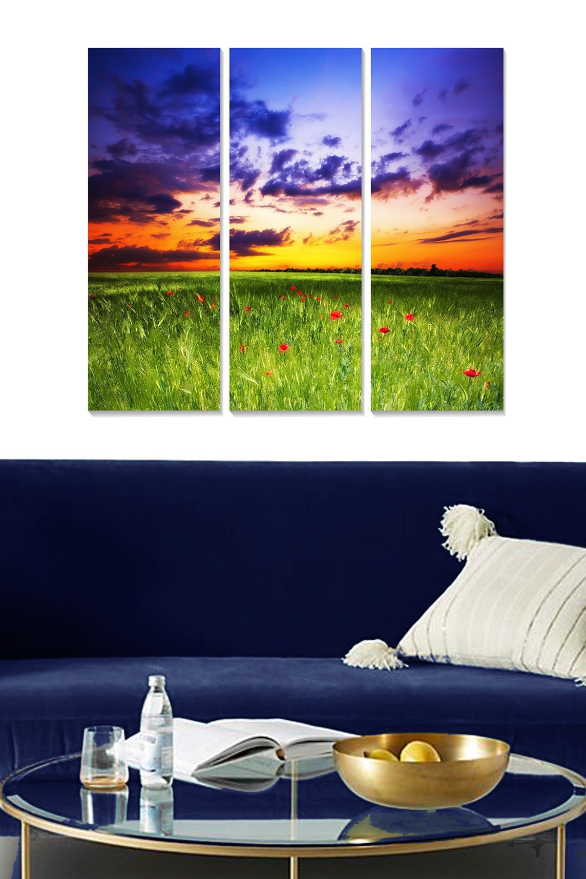 Conjunto de Quadros Decorativos em MDF (3 Peças) – Multicolor – 20 x 50 cm cada, 70 x 50 cm total, MDF 3 mm