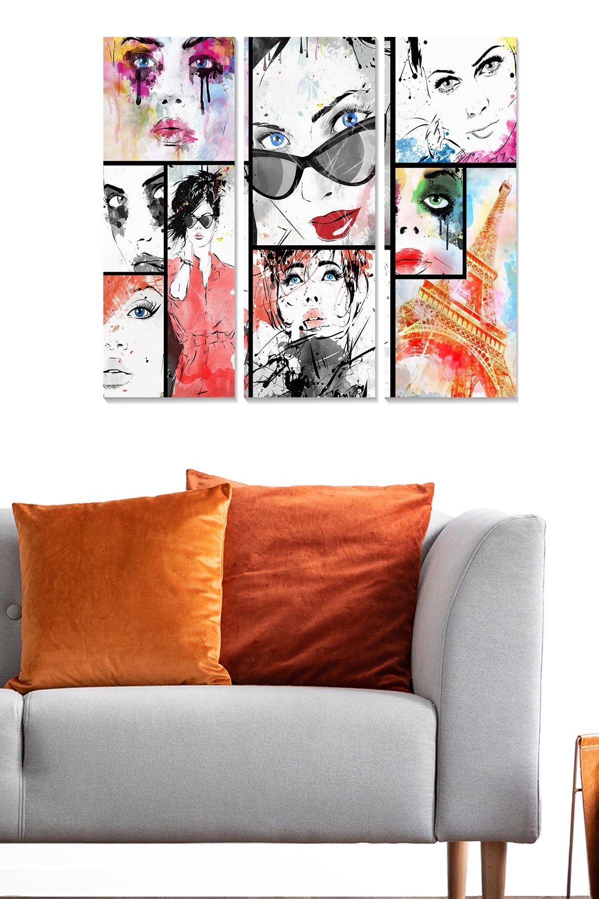 Quadro Decorativo em MDF Multicolor, 3 Peças (20x50 cm cada), Total 70x50 cm – MDF8487309