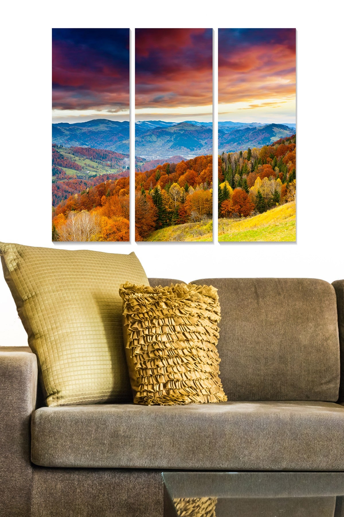 Tríptico Decorativo em MDF Multicolor — 3 Peças (20x50 cm cada), Total 70x50 cm, Espessura 3 mm