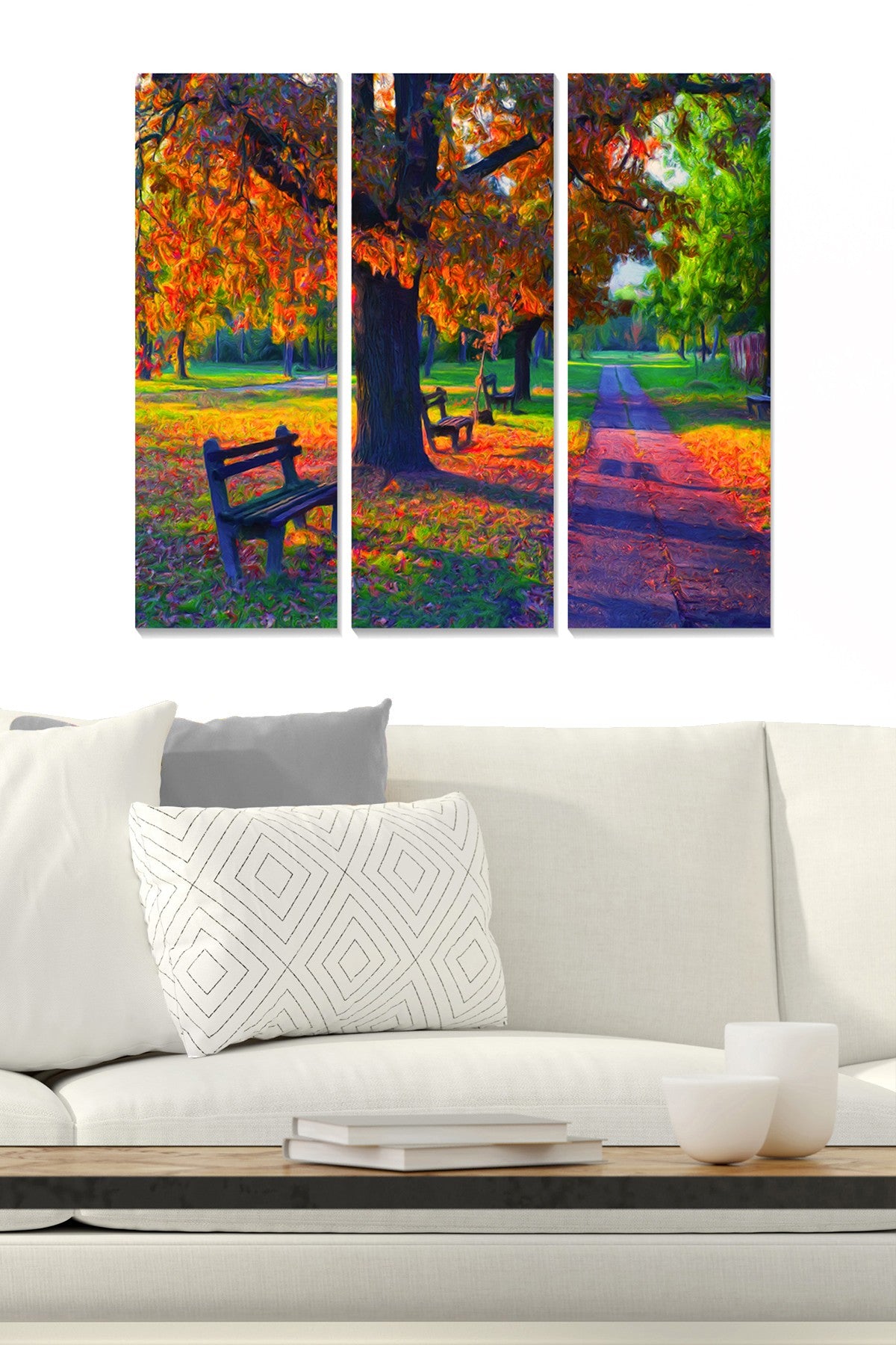 Quadro Decorativo em MDF Multicolor – Conjunto de 3 Peças (20x50 cm cada, total 70x50 cm, 3 mm)