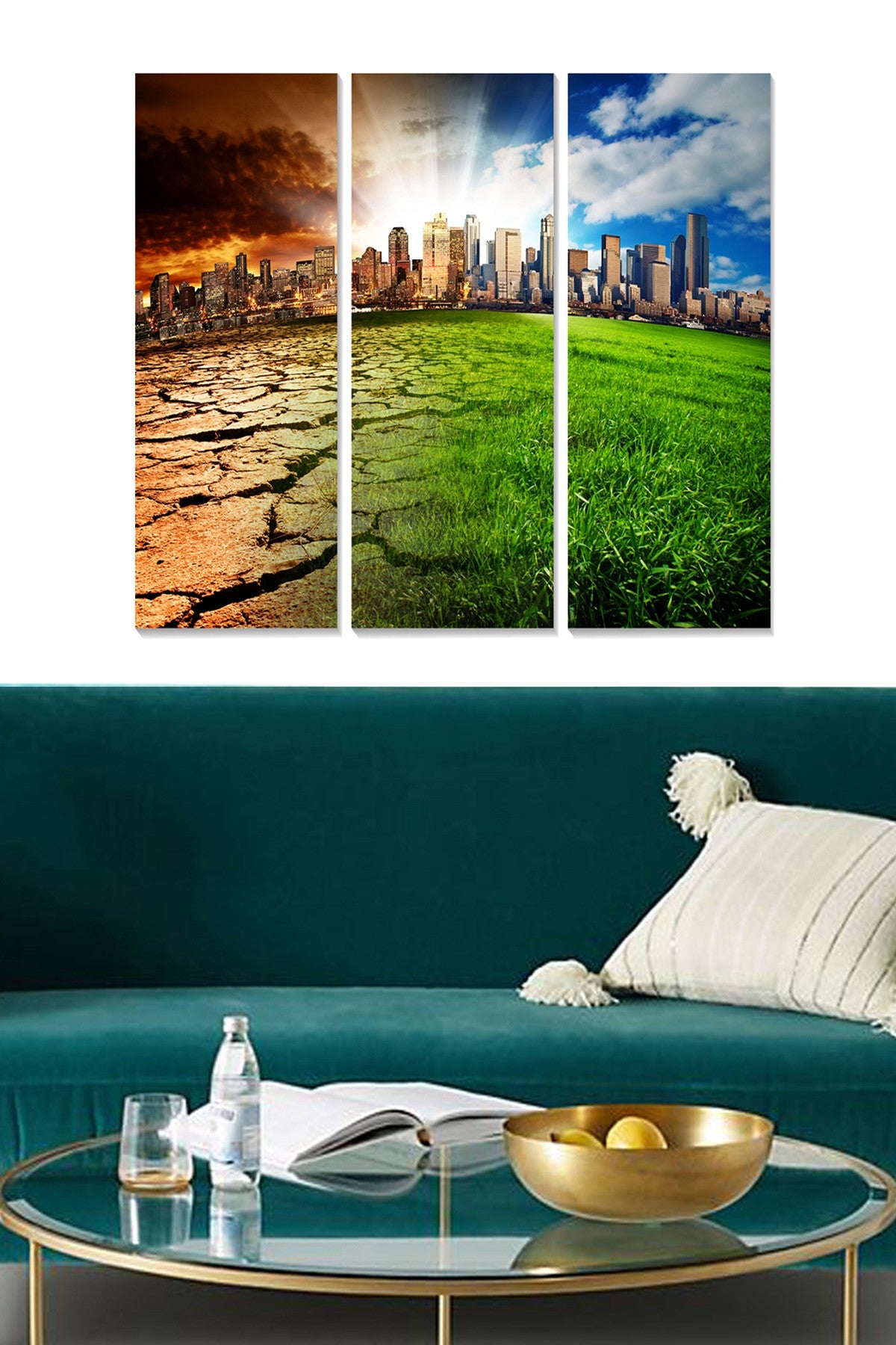 Conjunto de Quadros Decorativos em MDF Multicolor (3 Peças) – 70x50 cm, Espessura 3 mm