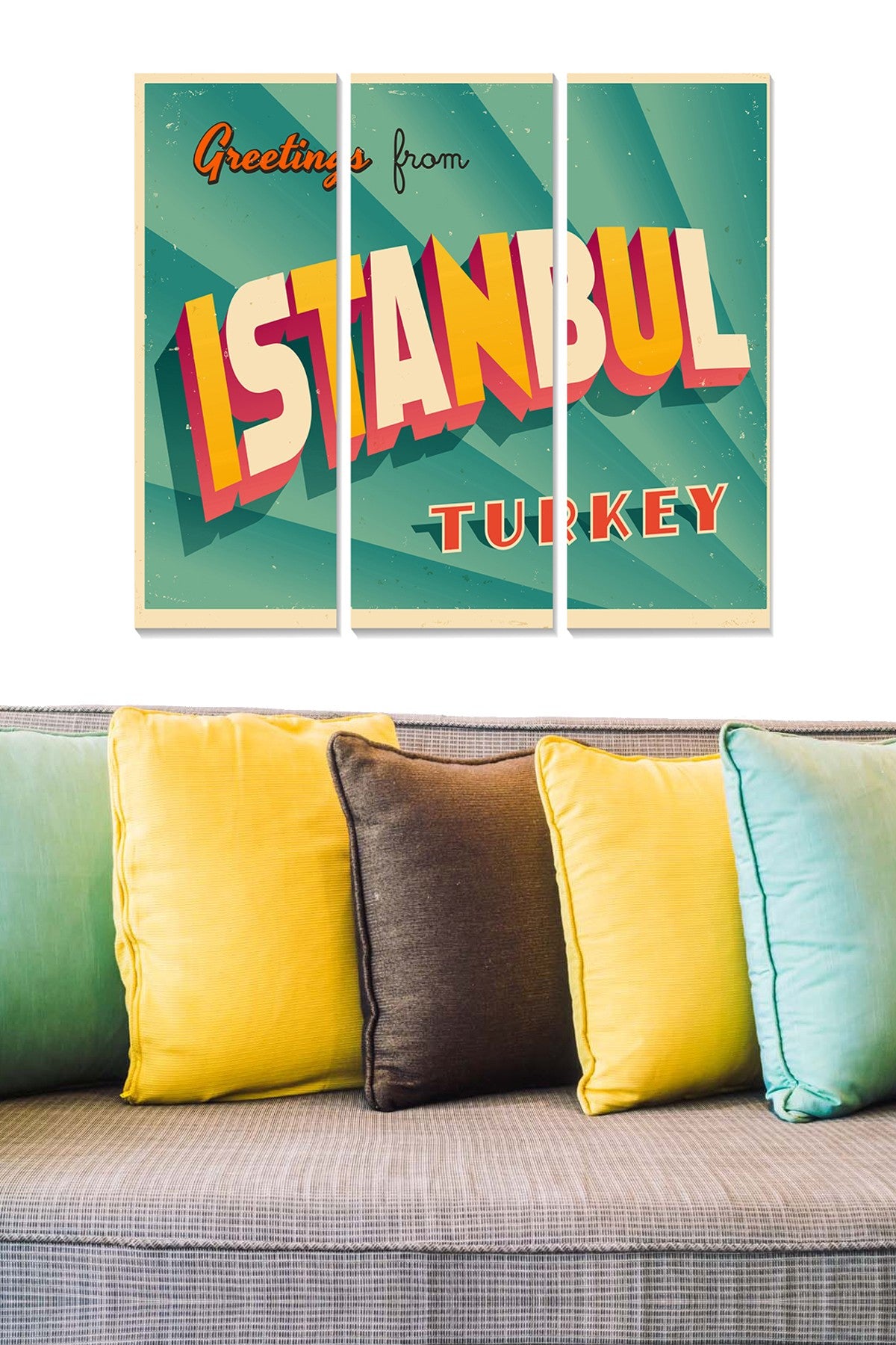 Quadro Decorativo em MDF Multicolor (Conjunto de 3 Peças) – Tamanho Total 70x50 cm, Espessura 3 mm