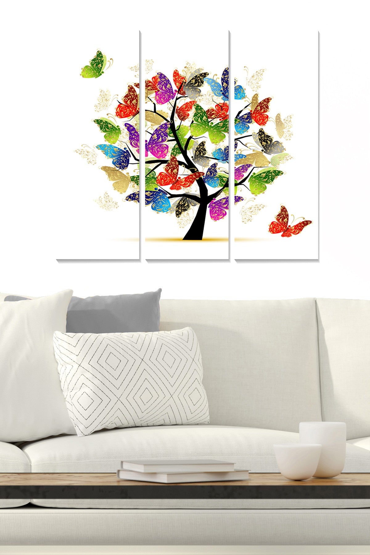Conjunto de 3 Quadros Decorativos em MDF, Multicolor – 70 x 50 cm (Espessura 3 mm)