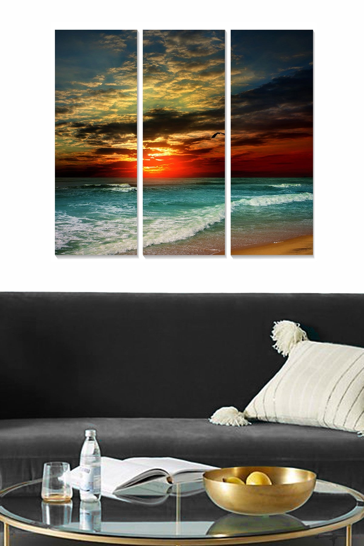 Tríptico Decorativo em MDF (3 Peças) Multicolor — 70x50 cm, 3 mm