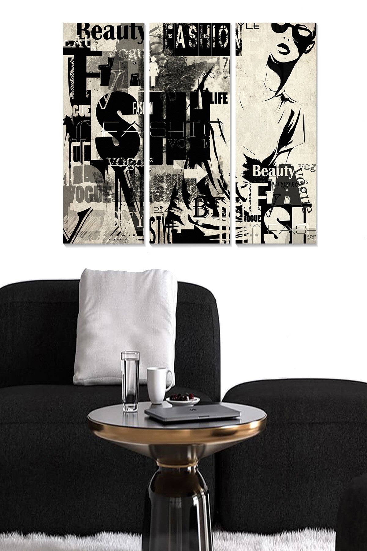 Quadro Decorativo em MDF (Conjunto de 3) Multicolor 70 x 50 cm | 3 mm (20 x 50 cm cada) – Ref. MDF9207899