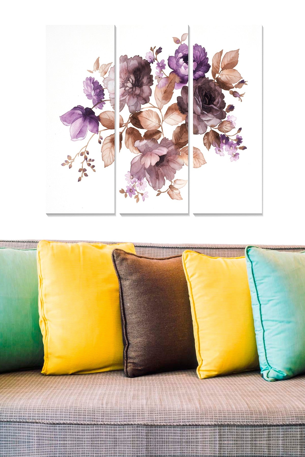 Quadro Decorativo em MDF Multicolor (Conjunto de 3) – 20x50 cm cada, Total 70x50 cm, Espessura 3 mm