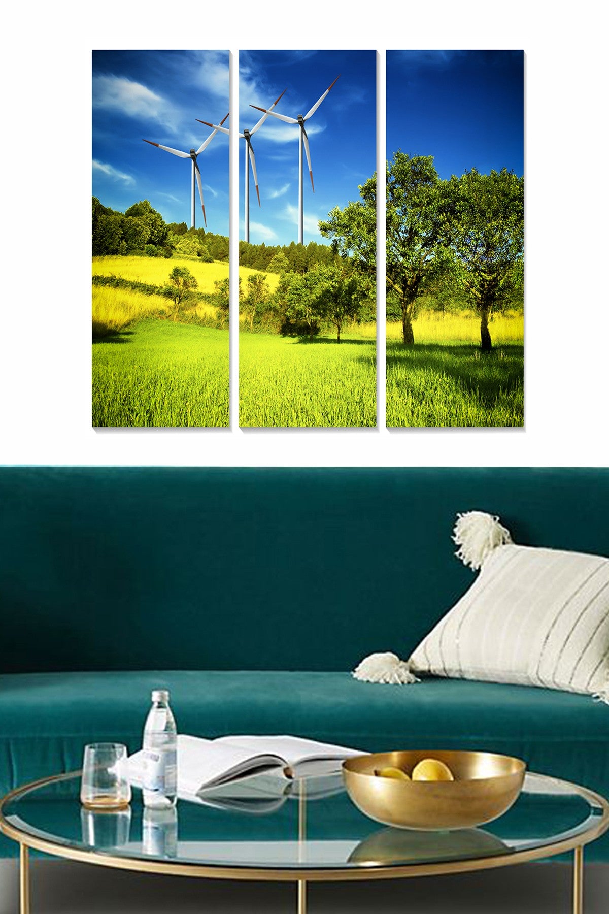 Tríptico Decorativo em MDF Multicolor — 3 Peças (20x50 cm cada), Total 70x50 cm, Espessura 3 mm