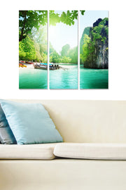 Quadro Decorativo em MDF (3 Peças) Multicolor – 20x50 cm cada, total 70x50 cm – MDF93519010