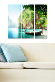 Conjunto de Quadros Decorativos Multicolor em MDF 3 mm (3 Peças) — 20x50 cm cada, Total 70x50 cm