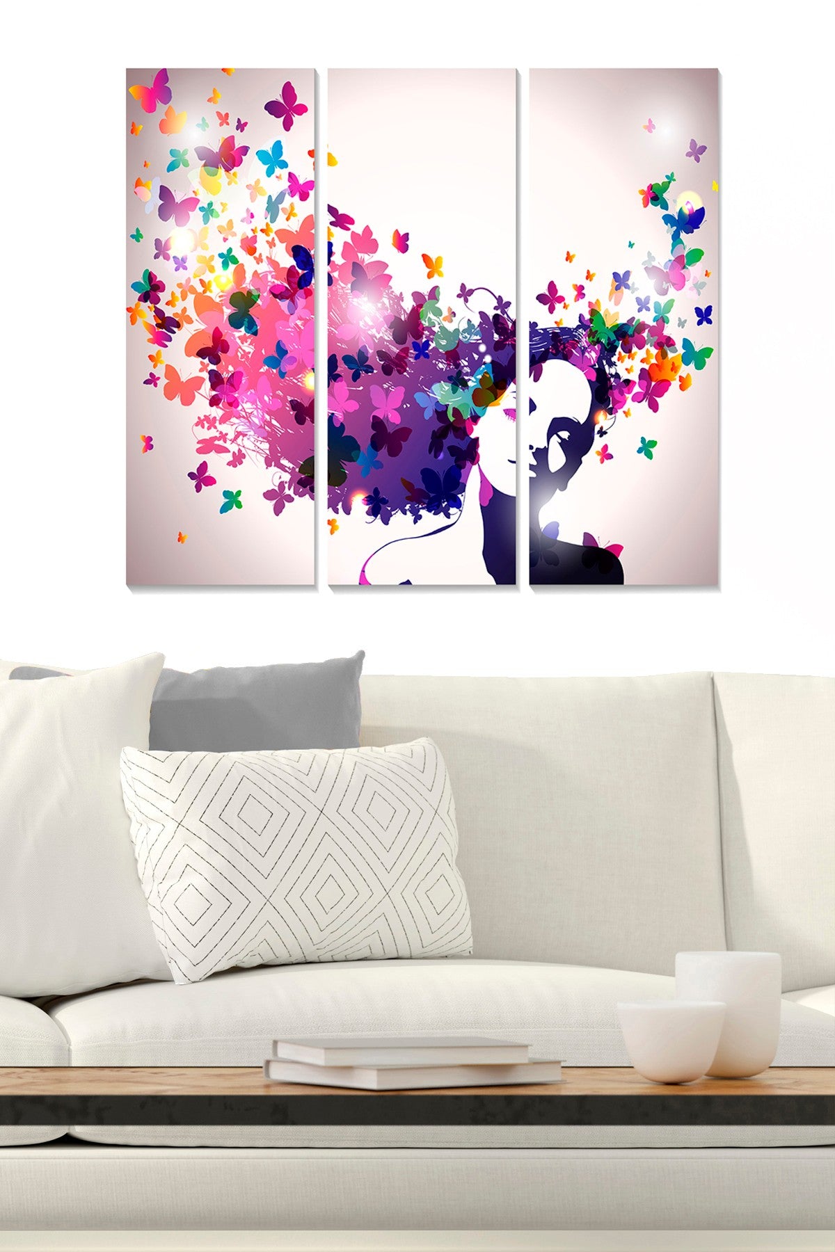 Quadro Decorativo em MDF Multicolor – Conjunto de 3 Peças (20 x 50 cm cada, total 70 x 50 cm)