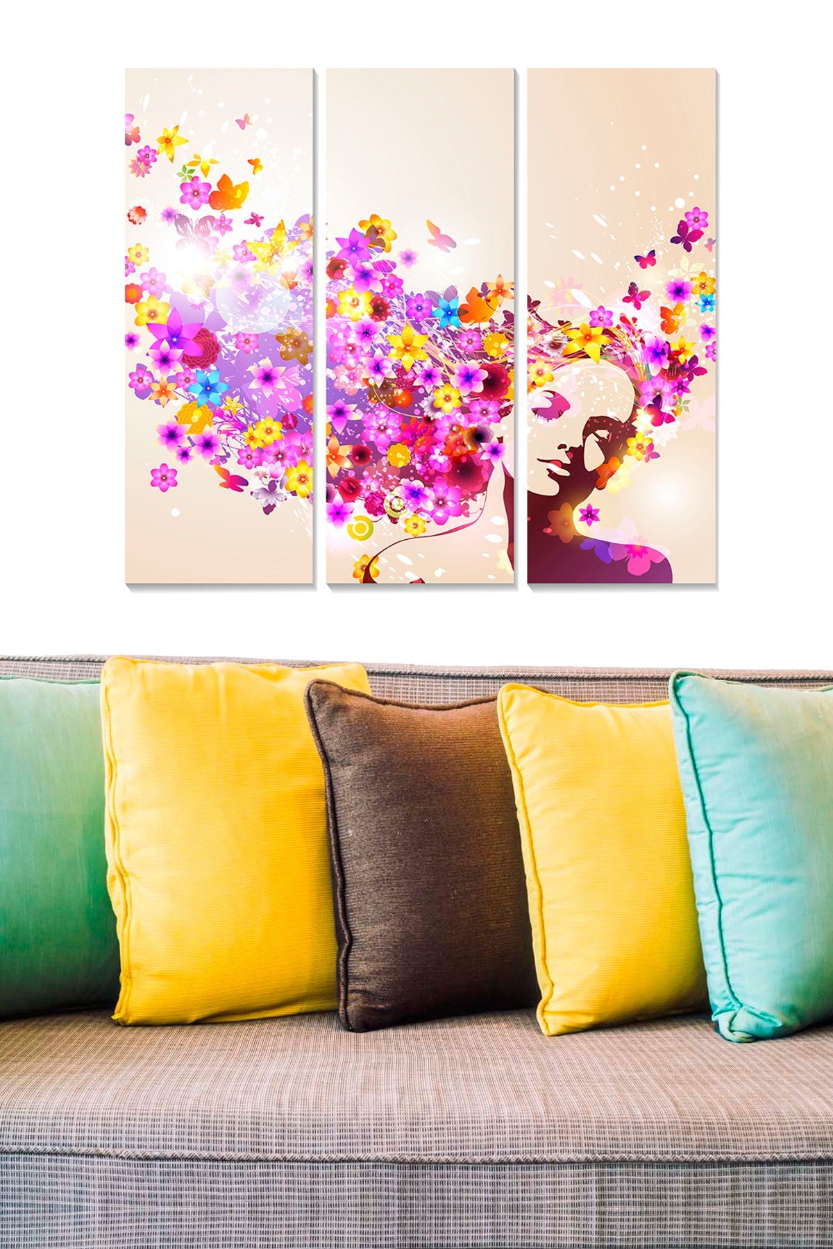 Quadro Decorativo em MDF (Conjunto de 3) Multicolor – 20x50 cm cada, 70x50 cm total, 3 mm – Modelo MDF9470813