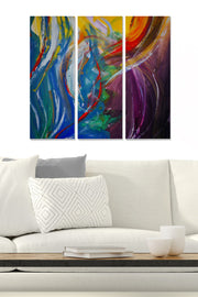 Quadros Decorativos 100% MDF Multicolor — Conjunto de 3 Peças (20x50 cm cada), Total 70x50 cm