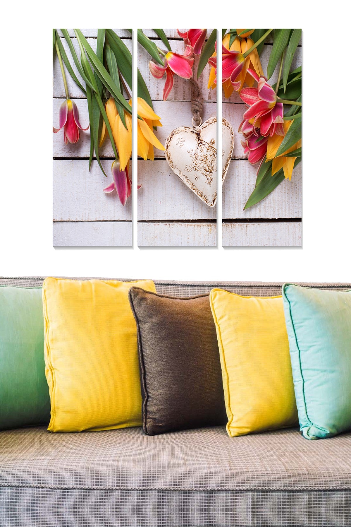 Tríptico Decorativo em MDF (3 Peças) – Multicolor, 70 x 50 cm