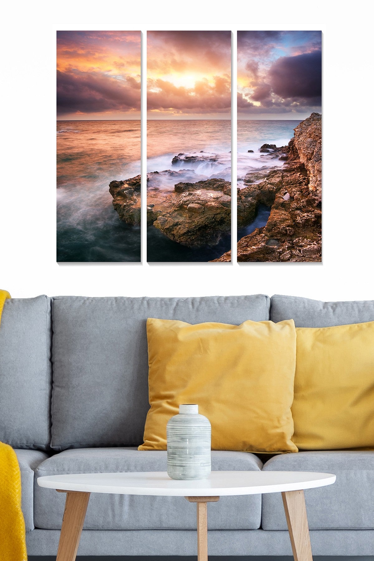 Conjunto de Quadros Decorativos em MDF Multicolorido (3 Peças) – 20x50 cm cada, Total 70x50 cm, Espessura 3 mm – MDF96283634