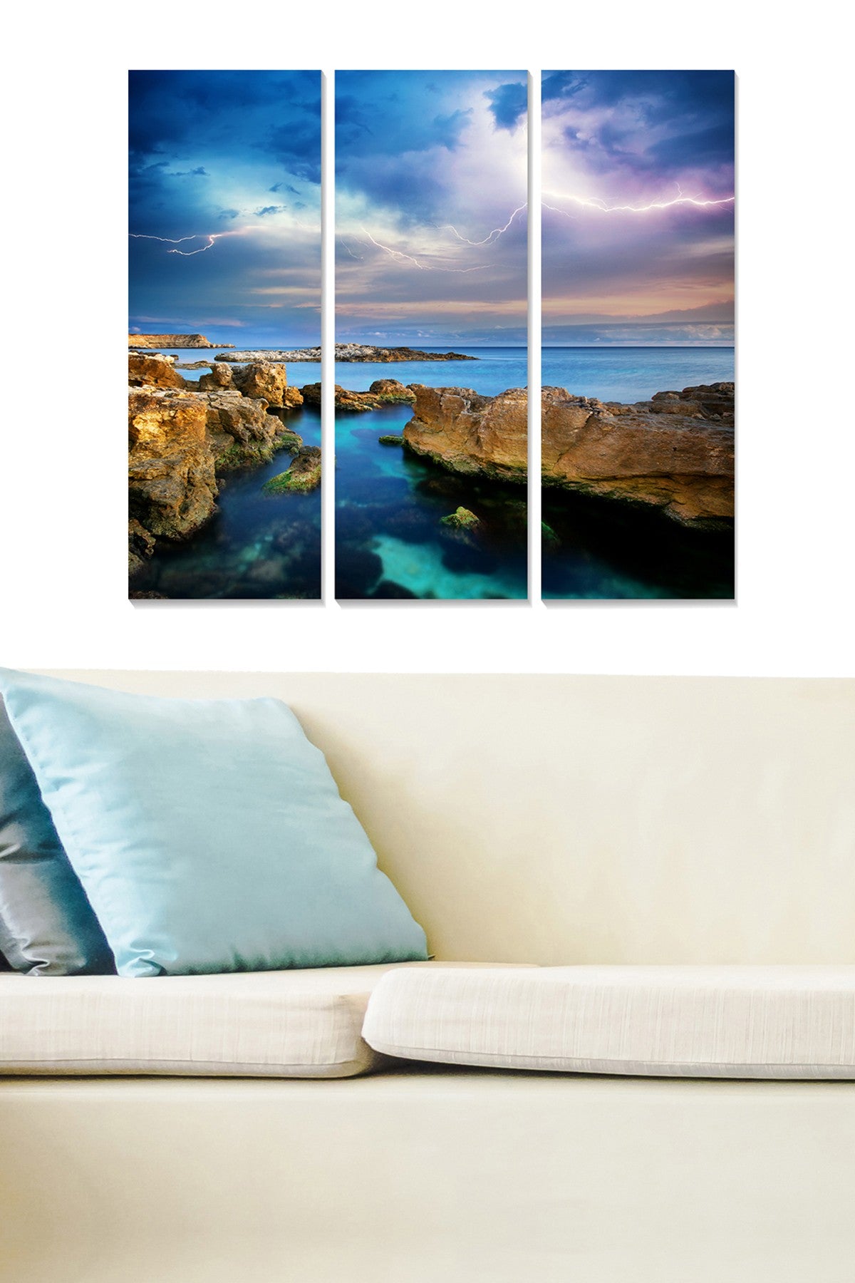 Quadro Decorativo em MDF Multicolor — Conjunto de 3 Peças (20 x 50 cm cada) — Total 70 x 50 cm — Espessura 3 mm (MDF97333901)