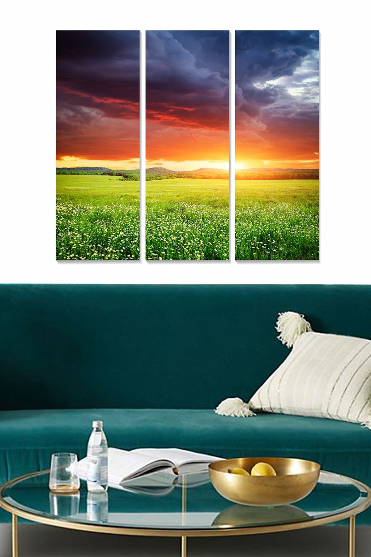 Quadro Decorativo Tríptico em MDF Multicolor – 3 Peças (20x50 cm cada), Tamanho Total 70x50 cm, Espessura 3 mm